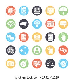 bundle of online communication icons vector illustration design