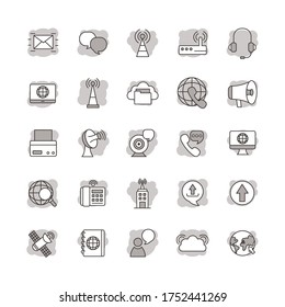 bundle of online communication icons vector illustration design