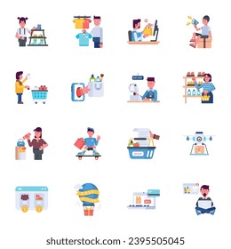 Bundle of Online Purchase Flat Icons 

