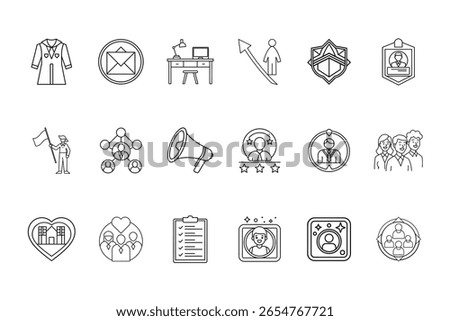 Bundle outline icons representing career growth team collaboration vector