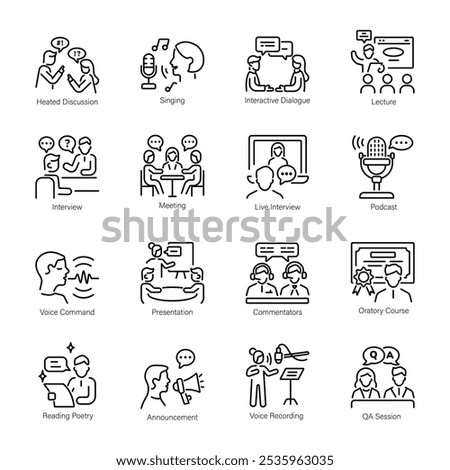 Bundle of Outline Style Discussion Icons


