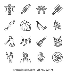 Bundle of Outline Style Native Art Icons 

