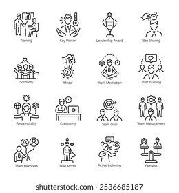 Bundle of Outline Style Team Management Icons

