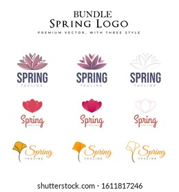 Bundle, Pack, Set, Spring Logo Premium Vector