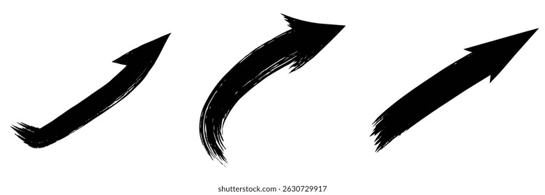 bundle of paint stroke arrows, arrow silhouette