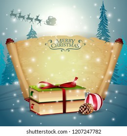 A bundle of parchment with Christmas book
