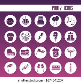 conjunto de iconos de conjunto de partes y diseño de ilustración vectorial con letras
