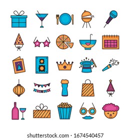 bundle of party set icons vector illustration design