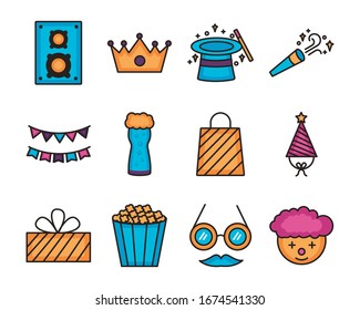 bundle of party set icons vector illustration design
