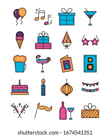 bundle of party set icons vector illustration design