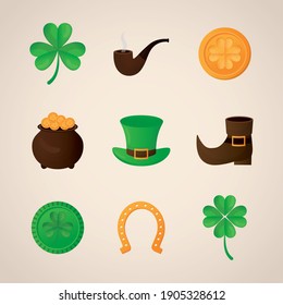 bundle of patricks day icons vector illustration design