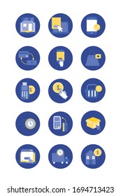 bundle of payment on block and flat set icons vector illustration design