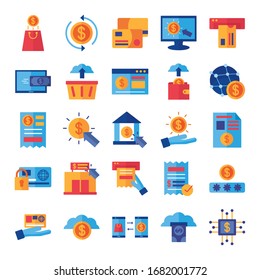 Paket mit Online-Zahlungsstellen-Symbolen Vektorillustration-Design