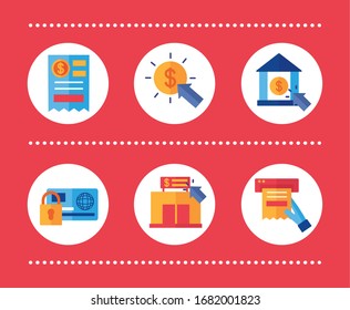 Paket mit Online-Zahlungsstellen-Symbolen Vektorillustration-Design