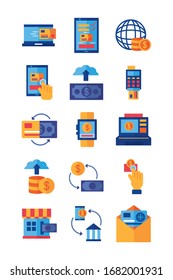 bundle of Payment online set icons vector illustration design