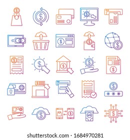 bundle of Payment online set icons vector illustration design