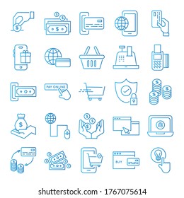 bundle of Payment online set icons vector illustration design