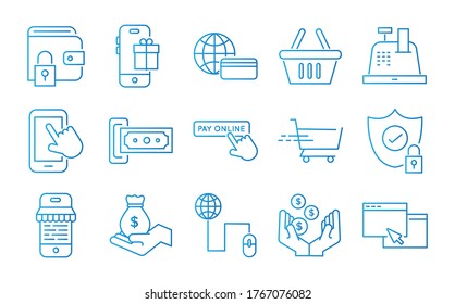 bundle of Payment online set icons vector illustration design