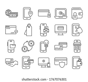 bundle of Payment online set icons vector illustration design