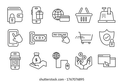 bundle of Payment online set icons vector illustration design
