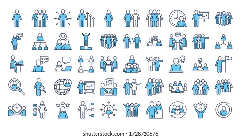 bundle of people avatars line and fill style vector illustration design