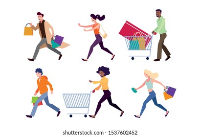 bundle with people in day black friday vector illustration design