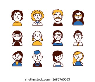 bundle of people group characters vector illustration design