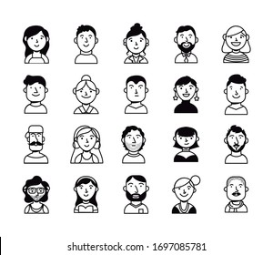 Bundle People Group Characters Vector Illustration Stock Vector ...