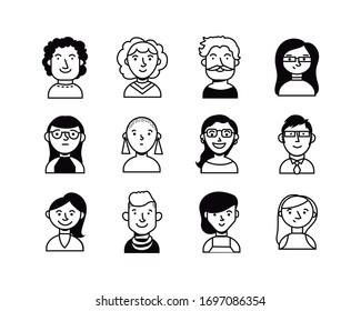 bundle of people group characters vector illustration design