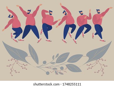 Bundle of people jumping and dancing vector illustration. Simple flat man character made in cartoon style in different pose.Person festive scene celebration cute picture clip art graphic element