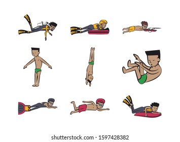 bundle of people practicing extreme sports vector illustration design
