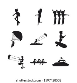 bundle of people practicing extreme sports vector illustration design