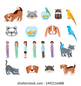 bundle of pet shop icons vector illustration design