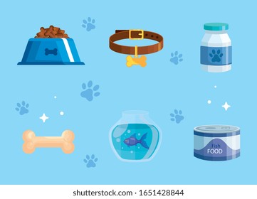 bundle of pet shop icons vector illustration design