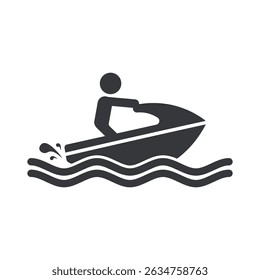 Bundle pictogram icon of jetski representing high-speed water sport activity, adventure, and fun on the sea or lake
