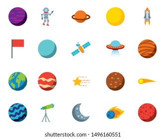 bundle of planets and space icons vector illustration design