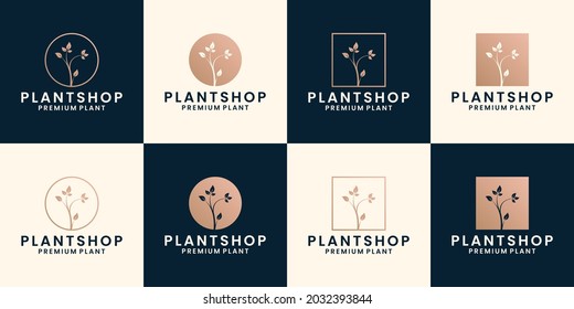 bundle plant shop logo design florist, flower shop