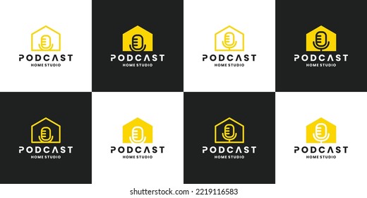 bundle podcast house, studio, recording logo design