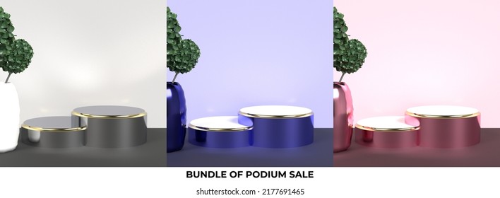 Bündel von Podiumverkauf 3D-Rendering für den Verkauf Produkt, Promotion, Luxus-Stil