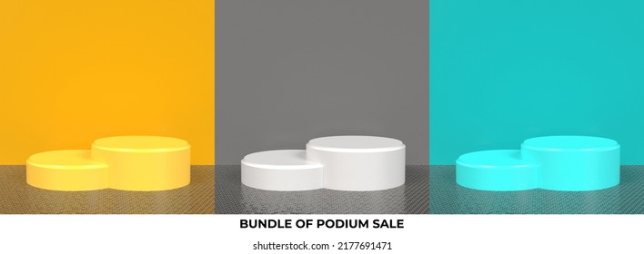 bundle of podium sale 3D render for sale product, promotion, luxury style