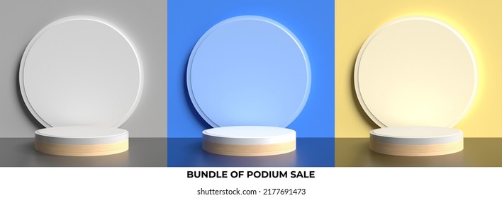 bundle of podium sale 3D render for sale product, promotion, luxury style