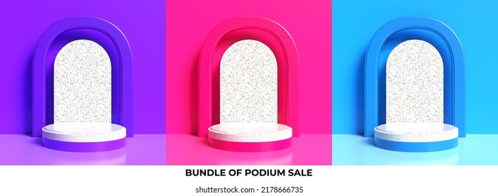 bundle of podium sale 3D render for sale product, promotion, luxury style