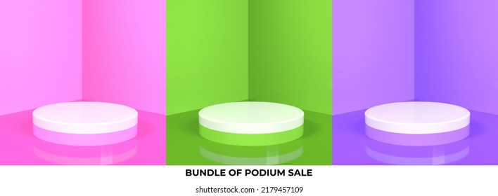 bundle of podium sale 3D render for sale product, promotion, luxury style