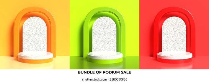bundle of podium sale 3D render for sale product, promotion, luxury style