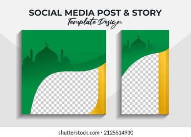 bundle post and story template design for business company social media themed ramadan