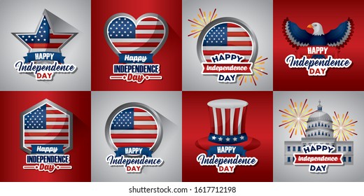 bundle of presidents day set emblems vector illustration design