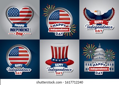 bundle of presidents day set emblems vector illustration design