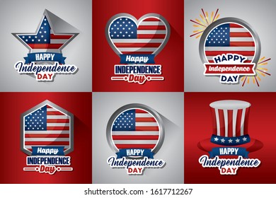 bundle of presidents day set emblems vector illustration design