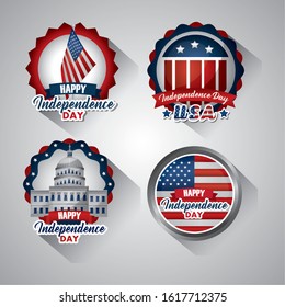 bundle of presidents day set emblems vector illustration design