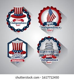 bundle of presidents day set emblems vector illustration design